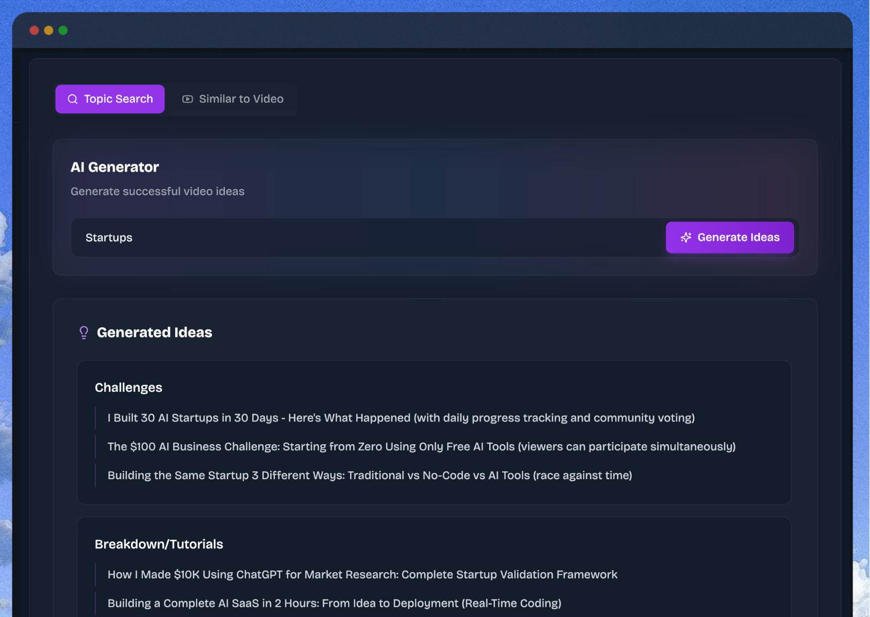 AI Ideas Generator Tool