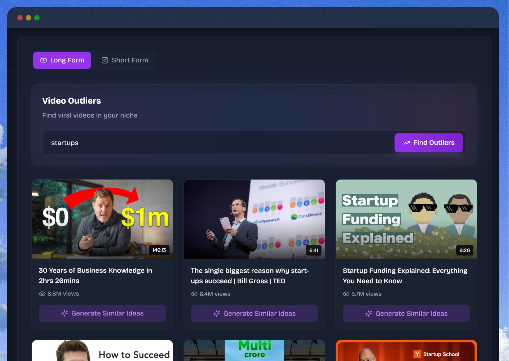 Video Outliers Tool